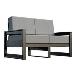 Amish Poly Midcentury Modern Patio Loveseat in Black / Storm Smoke