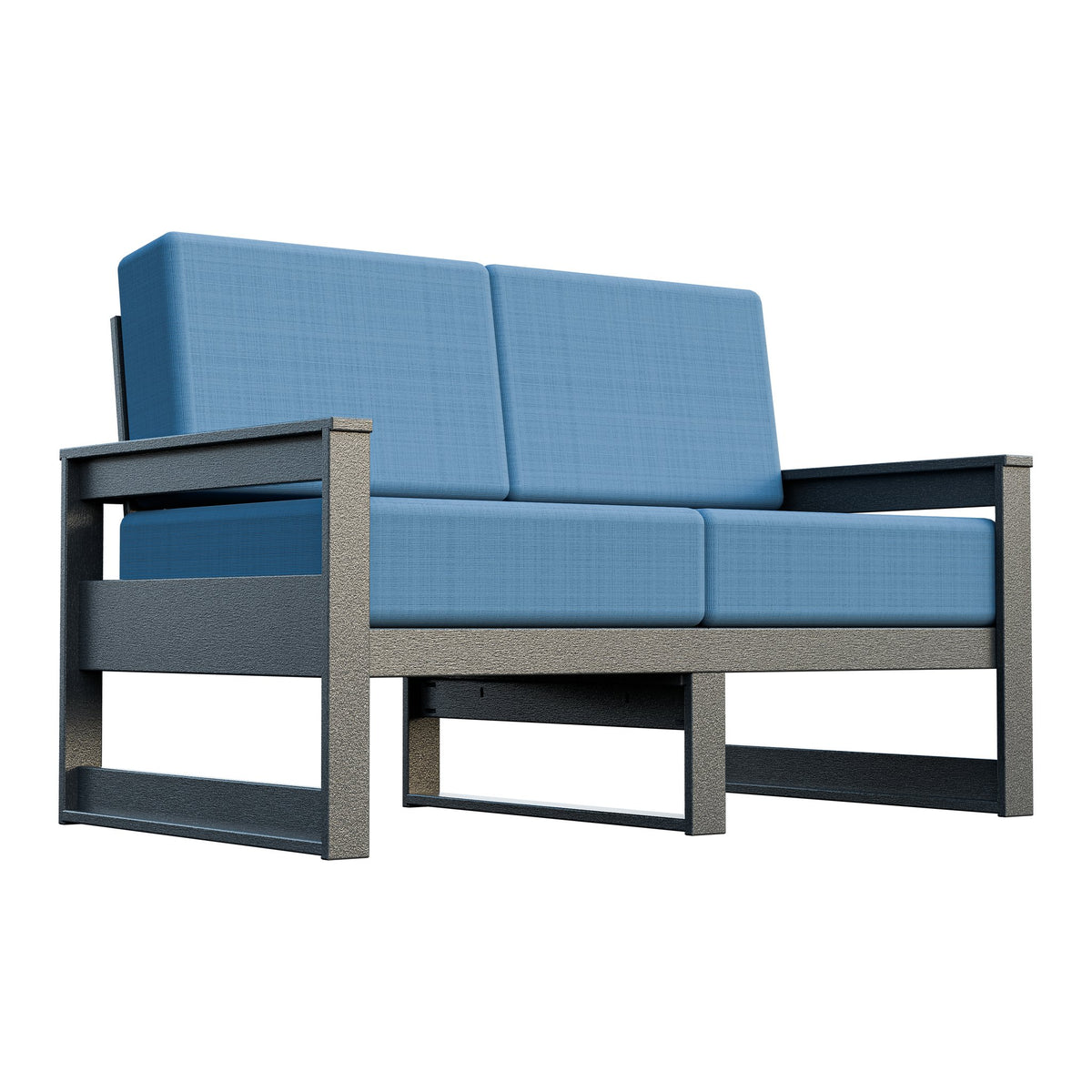 Amish Poly Midcentury Modern Patio Loveseat in Gray / Sparkle Nautical