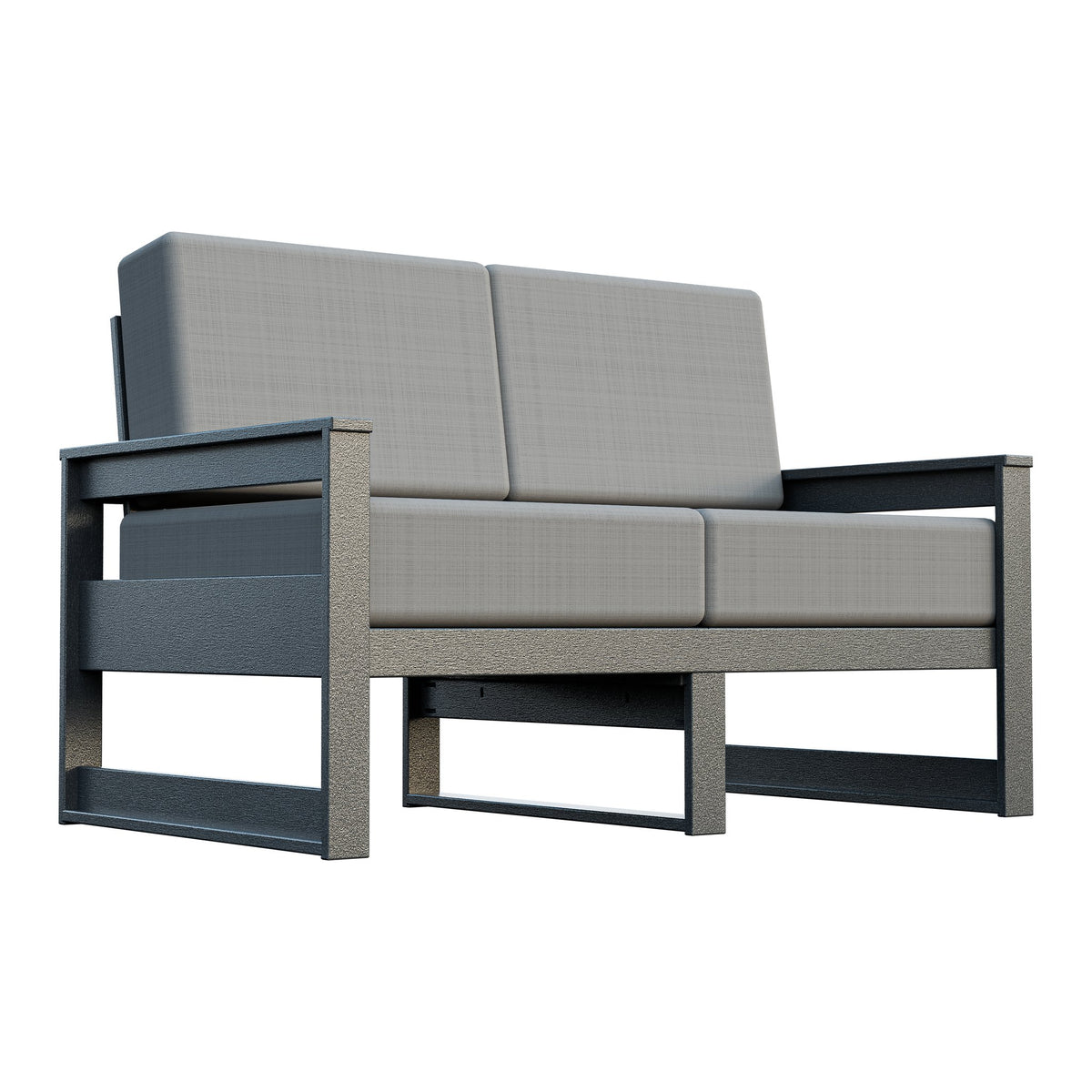 Amish Poly Midcentury Modern Patio Loveseat in Gray / Storm Smoke