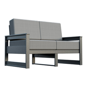 Amish Poly Midcentury Modern Patio Loveseat in Gray / Storm Smoke