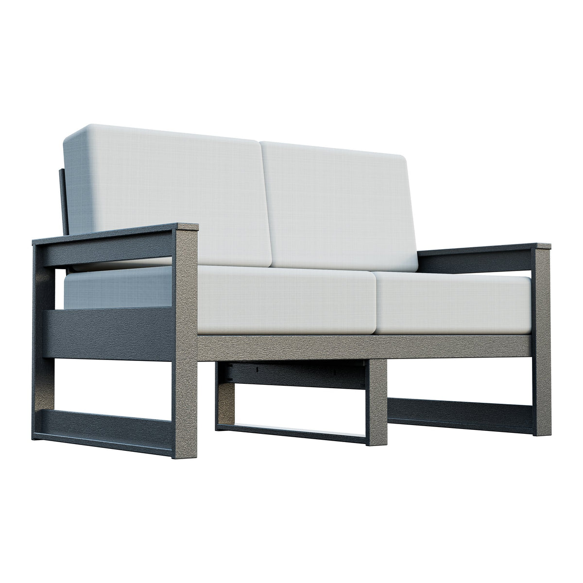 Amish Poly Midcentury Modern Patio Loveseat in Gray / Storm Snow