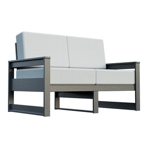 Amish Poly Midcentury Modern Patio Loveseat in Gray / Storm Snow