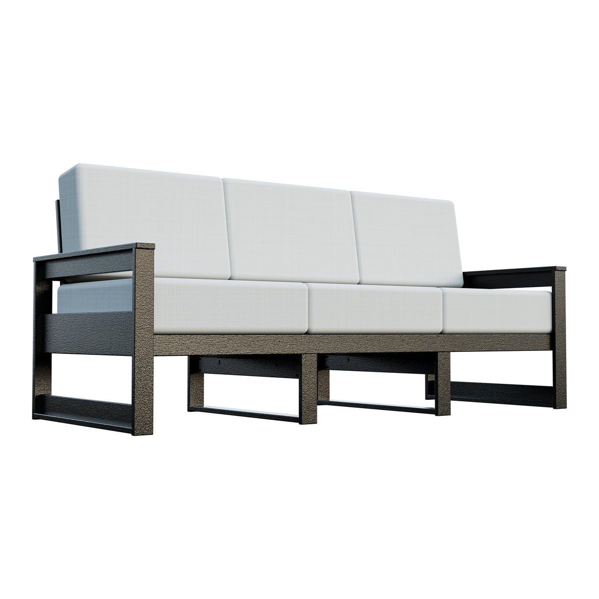 Amish Poly Midcentury Modern 3-Seat Patio Sofa in Black / Storm Smoke