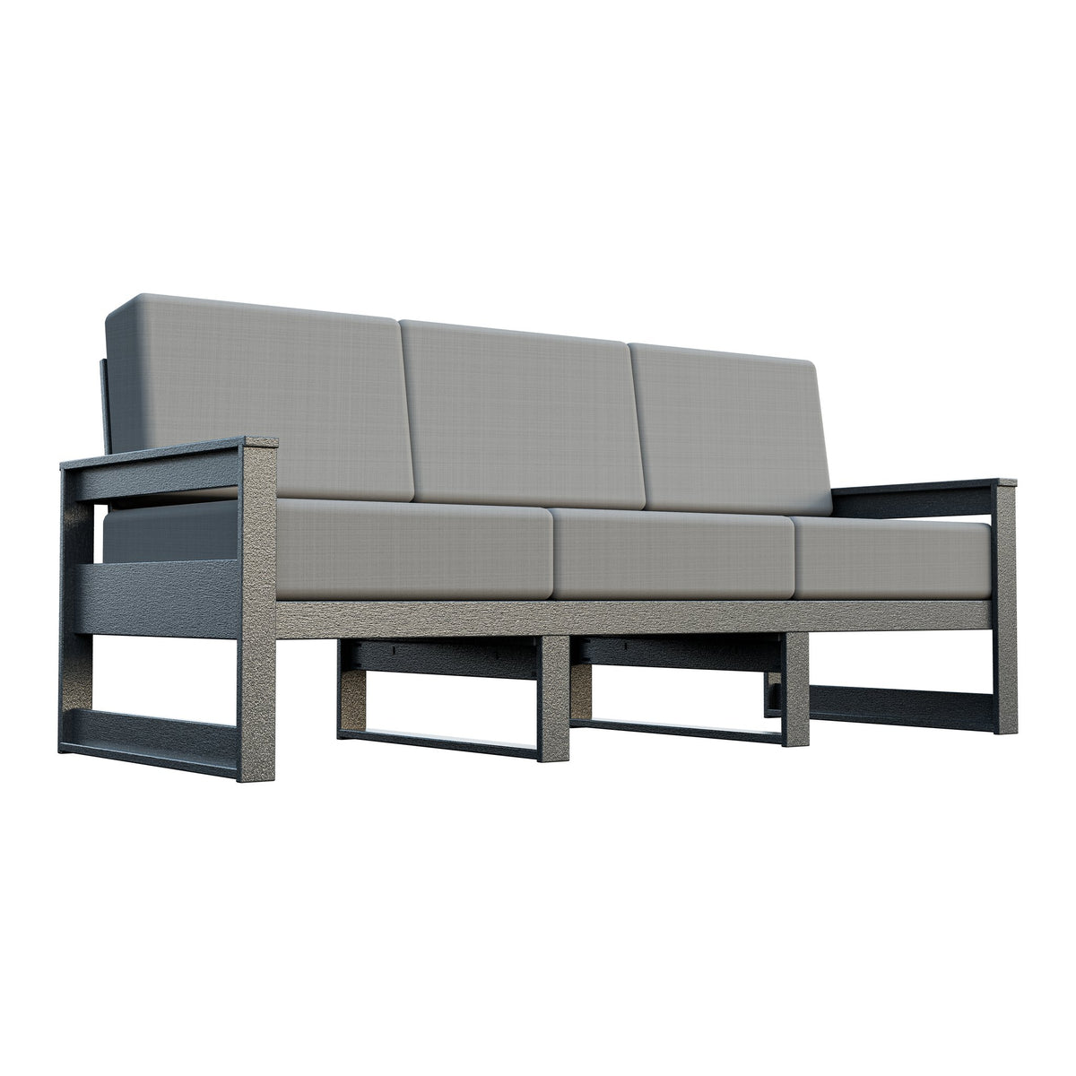 Amish Poly Midcentury Modern 3-Seat Patio Sofa in Gray / Storm Smoke