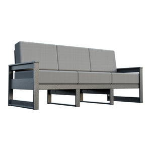 Amish Poly Midcentury Modern 3-Seat Patio Sofa in Gray / Storm Smoke