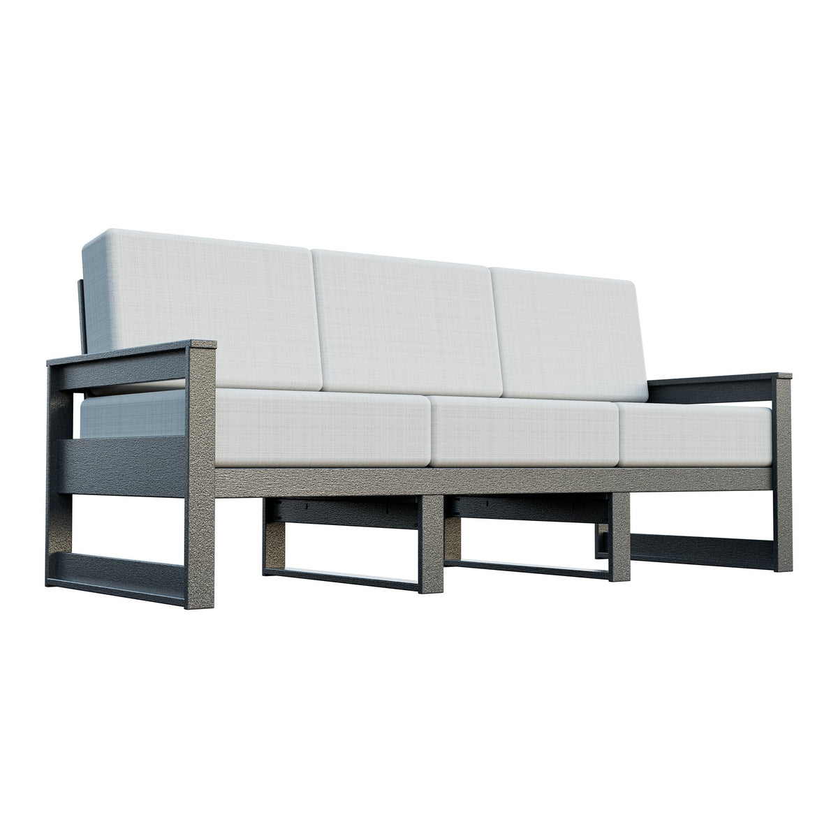 Amish Poly Midcentury Modern 3-Seat Patio Sofa in Gray / Storm Snow