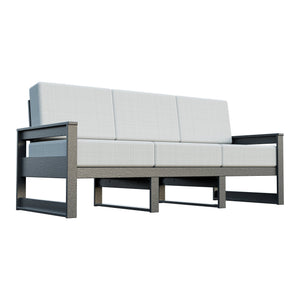Amish Poly Midcentury Modern 3-Seat Patio Sofa in Gray / Storm Snow