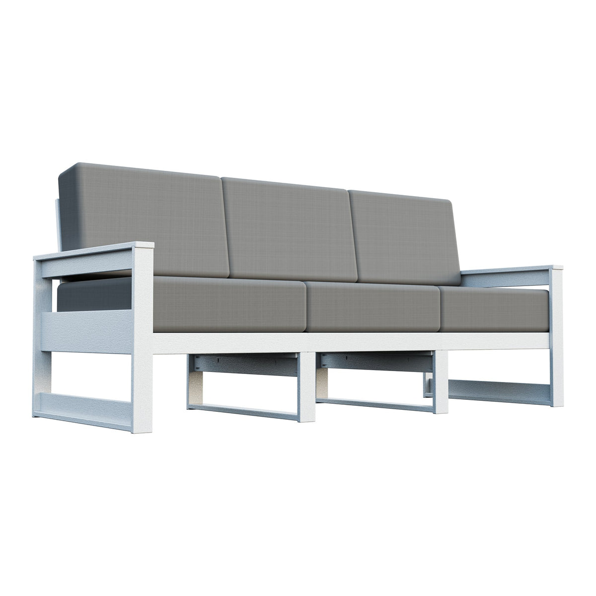 Amish Poly Midcentury Modern 3-Seat Patio Sofa in Bright White / Storm Smoke