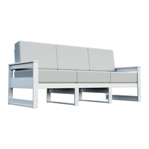 Amish Poly Midcentury Modern 3-Seat Patio Sofa in Bright White / Storm Snow