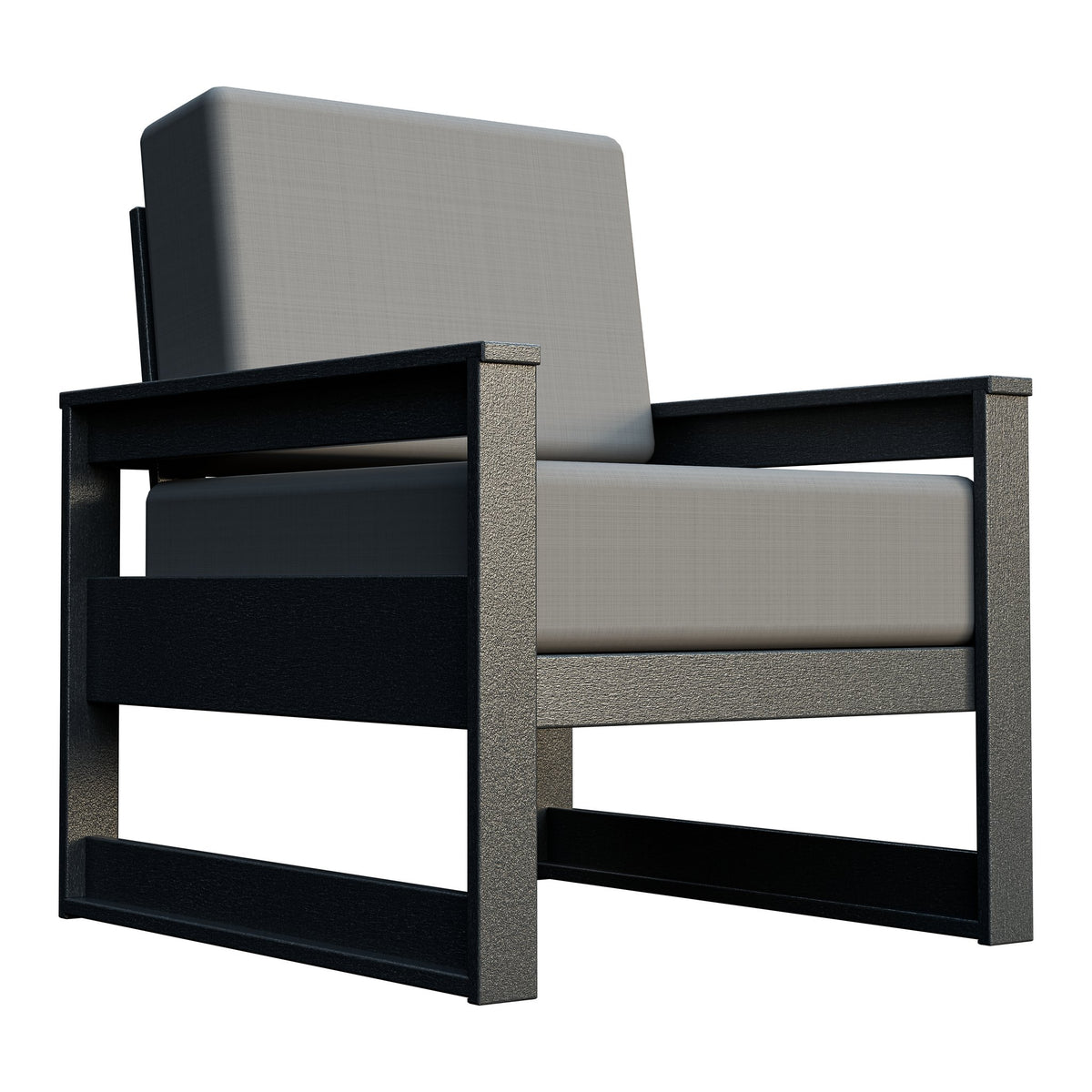 Amish Poly Midcentury Modern Patio Cushion Chair in Gray / Storm Smoke
