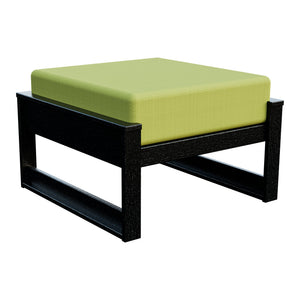 Amish Poly Midcentury Modern Patio Ottoman in Black / Sparkle Pesto