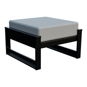 Amish Poly Midcentury Modern Patio Ottoman in Black / Storm Smoke