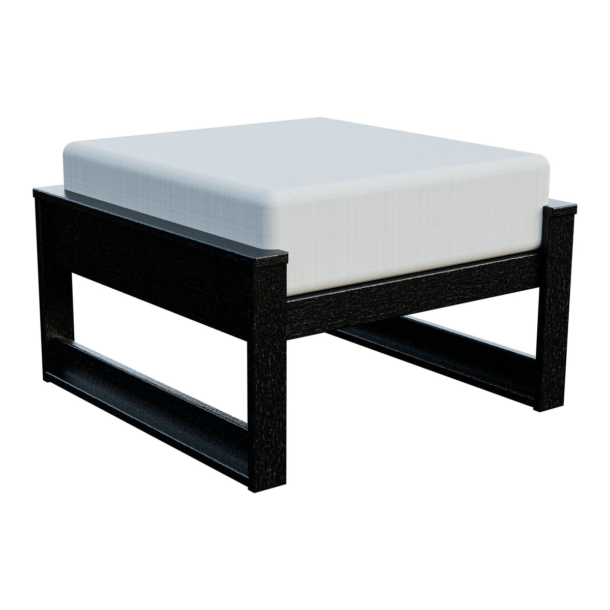 Amish Poly Midcentury Modern Patio Ottoman in Black / Storm Snow