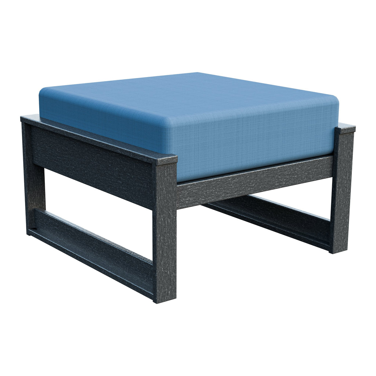 Amish Poly Midcentury Modern Patio Ottoman in Gray / Sparkle Nautical