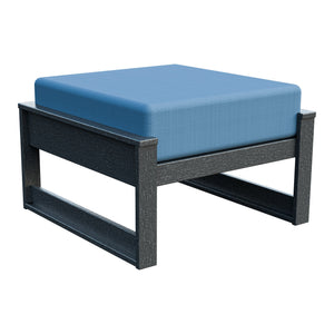 Amish Poly Midcentury Modern Patio Ottoman in Gray / Sparkle Nautical