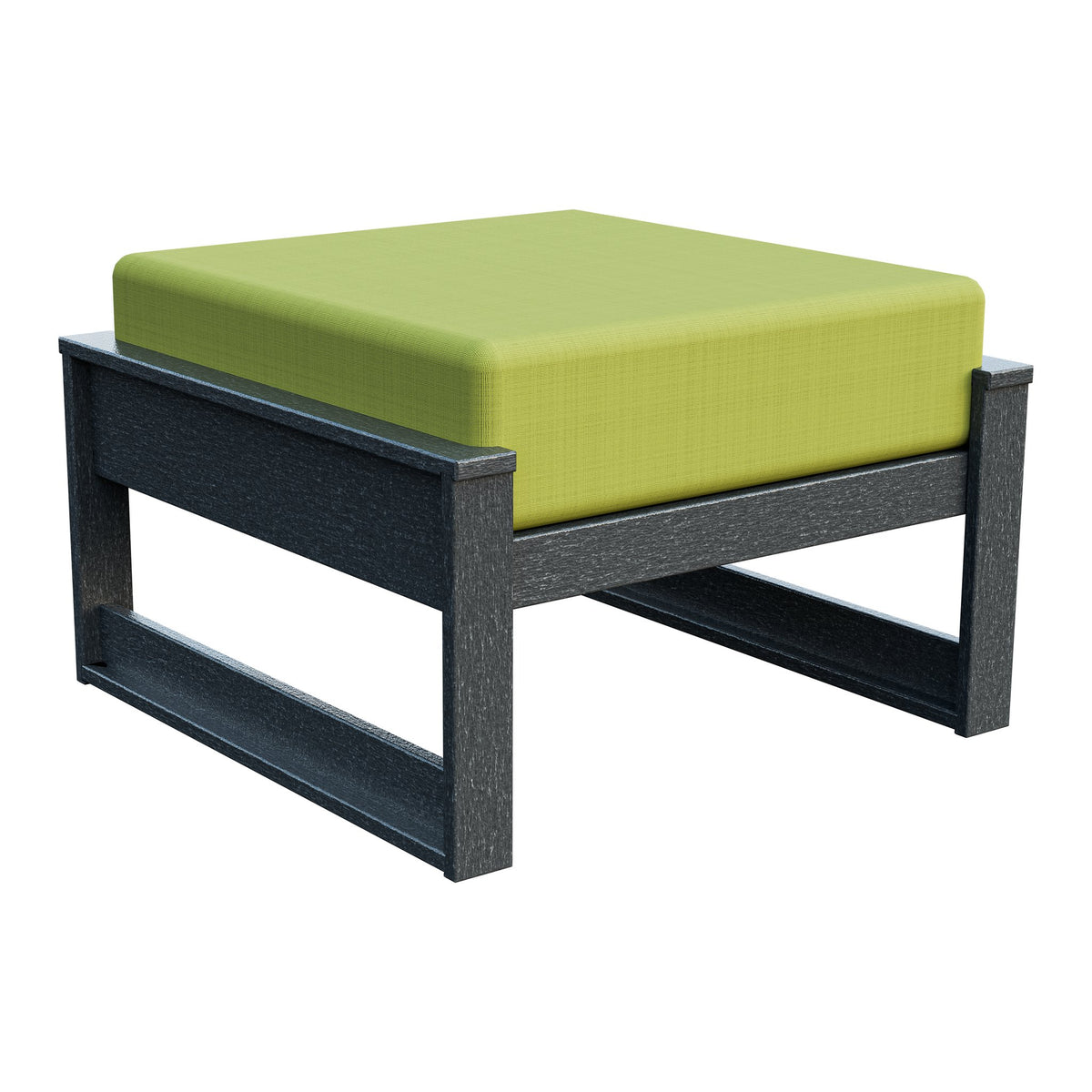 Amish Poly Midcentury Modern Patio Ottoman in Gray / Sparkle Pesto