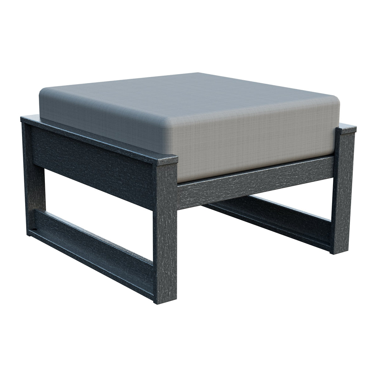 Amish Poly Midcentury Modern Patio Ottoman in Gray / Storm Smoke