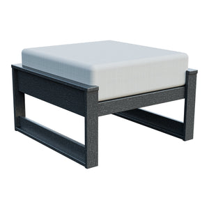 Amish Poly Midcentury Modern Patio Ottoman in Gray / Storm Snow