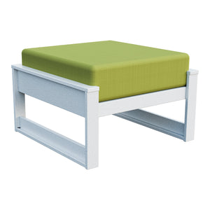 Amish Poly Midcentury Modern Patio Ottoman in Bright White / Sparkle Pesto