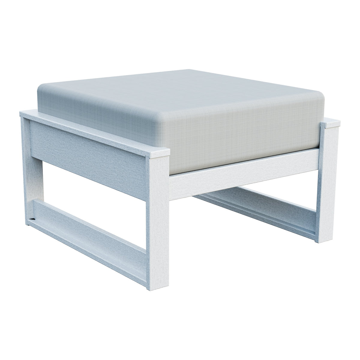 Amish Poly Midcentury Modern Patio Ottoman in Bright White / Storm Snow