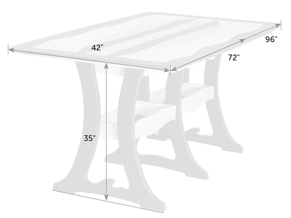 Mesa de mostrador rectangular Amish Patio Poly Wave de 42 "x 72"