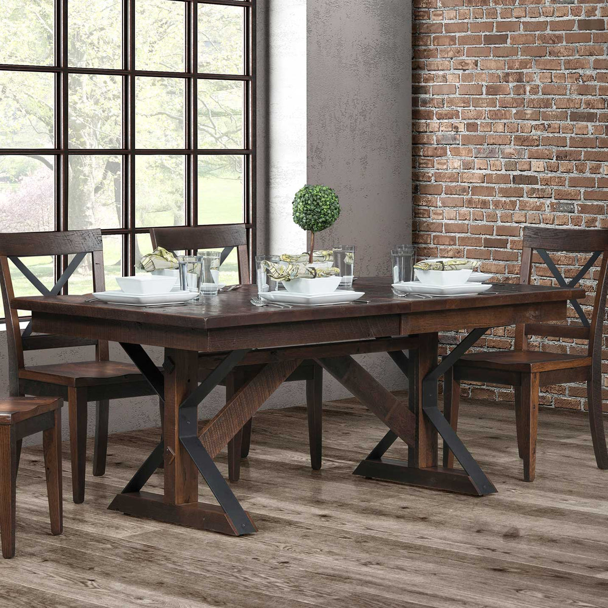 Amish Thorndon Rustic Barnwood Extendable Top Table