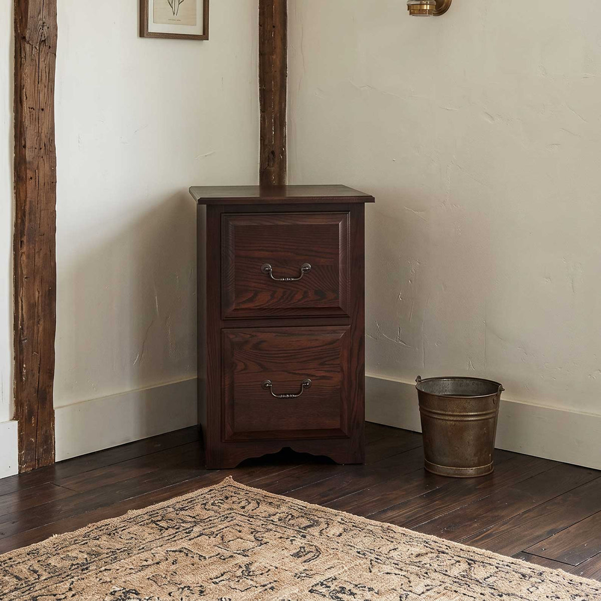 Archivador Amish de madera maciza de 2 cajones