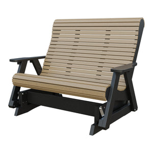 Amish 4' Rollback Poly Glider in Weathered Wood & Black
