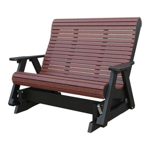 Amish 4' Rollback Poly Glider in Cherrywood & Black