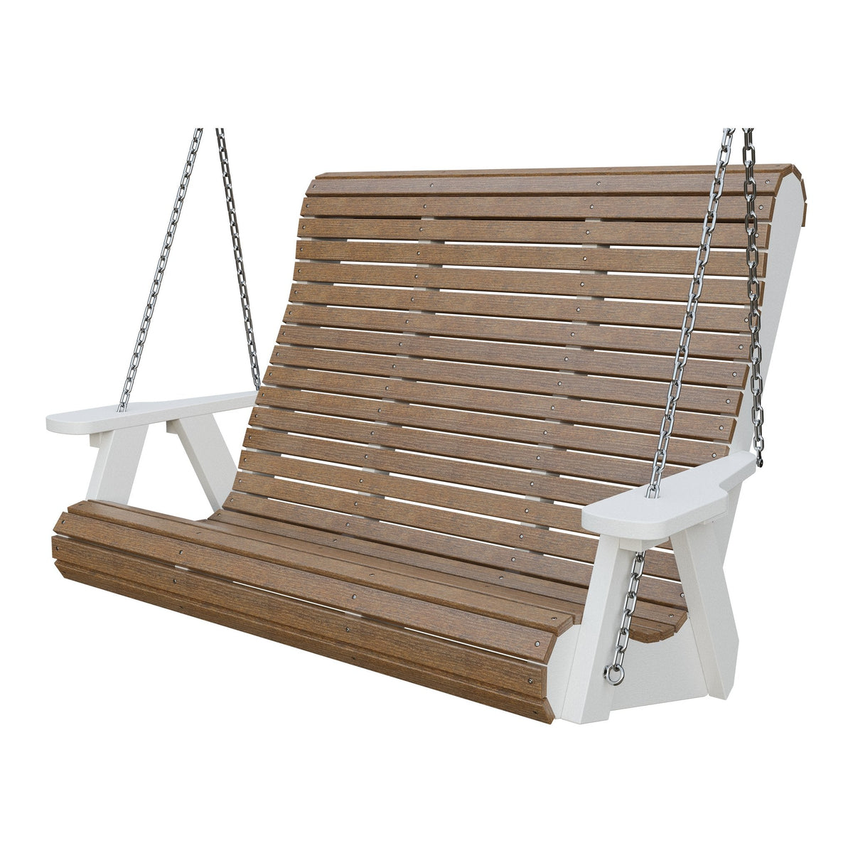 Amish 4' Rollback Poly Hanging Swing in Antique Mahogany & White