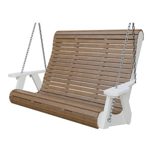Amish 4' Rollback Poly Hanging Swing in Antique Mahogany & White
