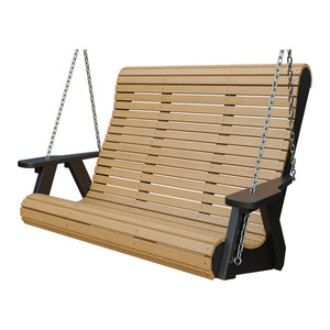 Amish 4' Rollback Poly Hanging Swing in Natural Teak & Black