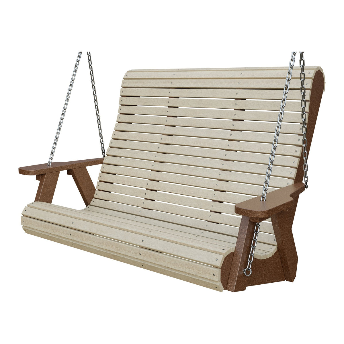 Amish 4' Rollback Poly Hanging Swing in Birchwood & Tudor Brown