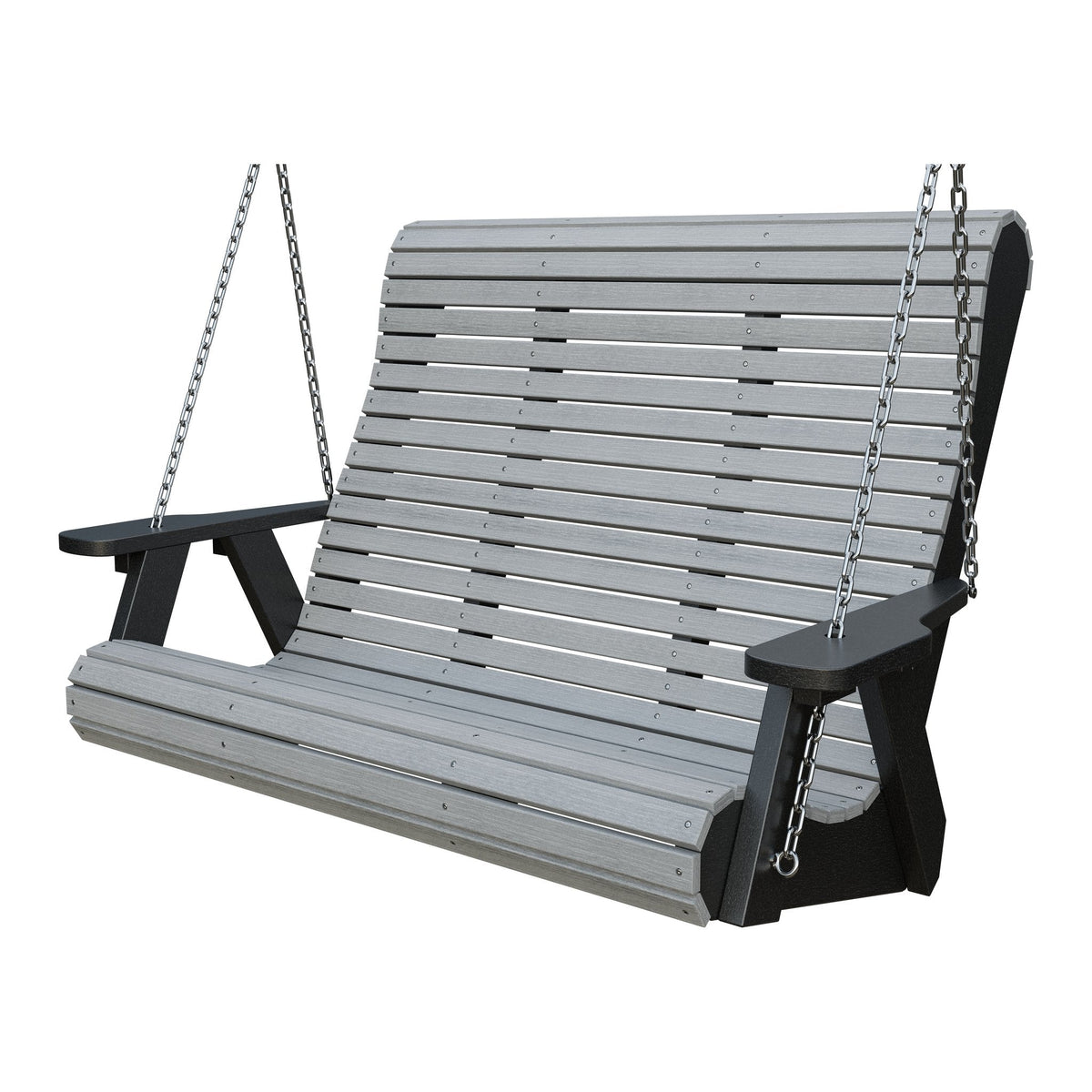 Amish 4' Rollback Poly Hanging Swing in Driftwood Gray & Black