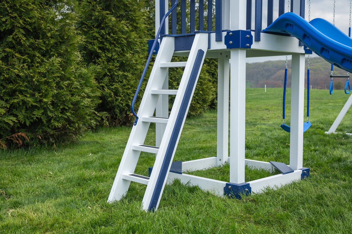 4x4 Boulder Vinyl Playset & Swing Set Kit – real-world photo (configuration and colors may differ from the layouts offered)
