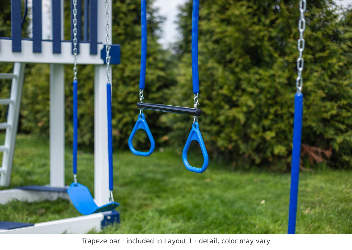 Trapeze bar detail – included in Layout 1 of the 4x4 Boulder Vinyl Playset & Swing Set Kit