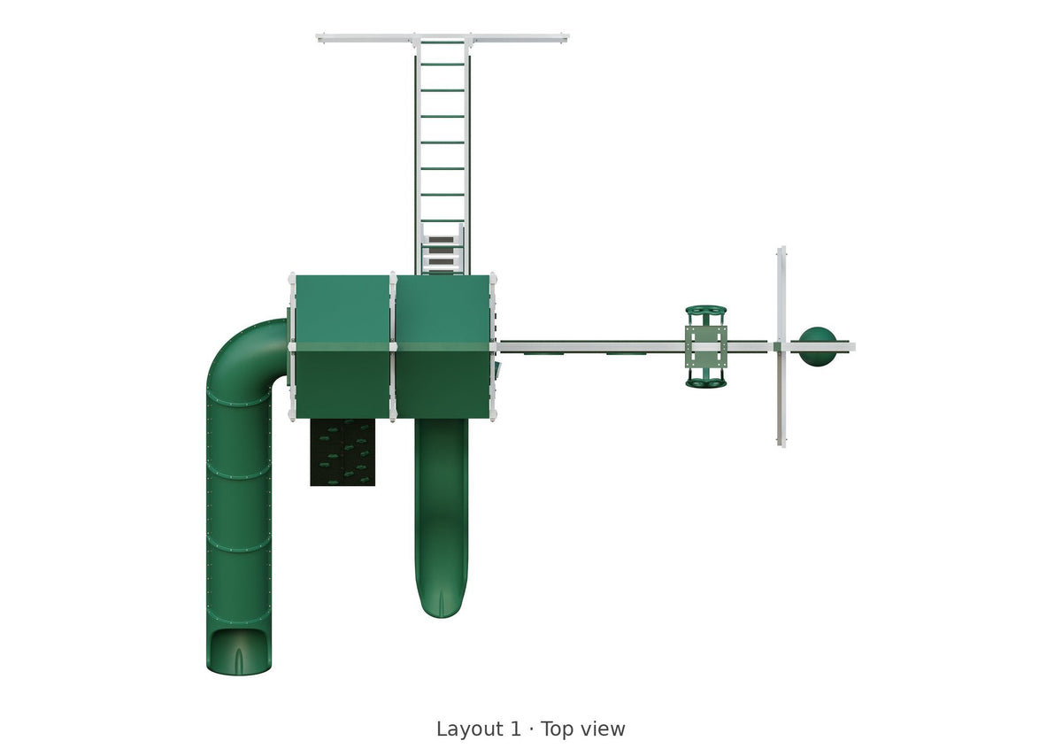 Amish 4x8 Denali Vinyl Playset & Swing Set Kit – Layout 1, top view