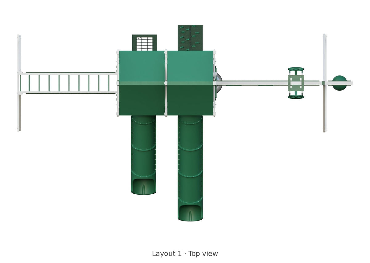 Amish 5x10 Denali Vinyl Playset & Swing Set Kit – Layout 1, top view