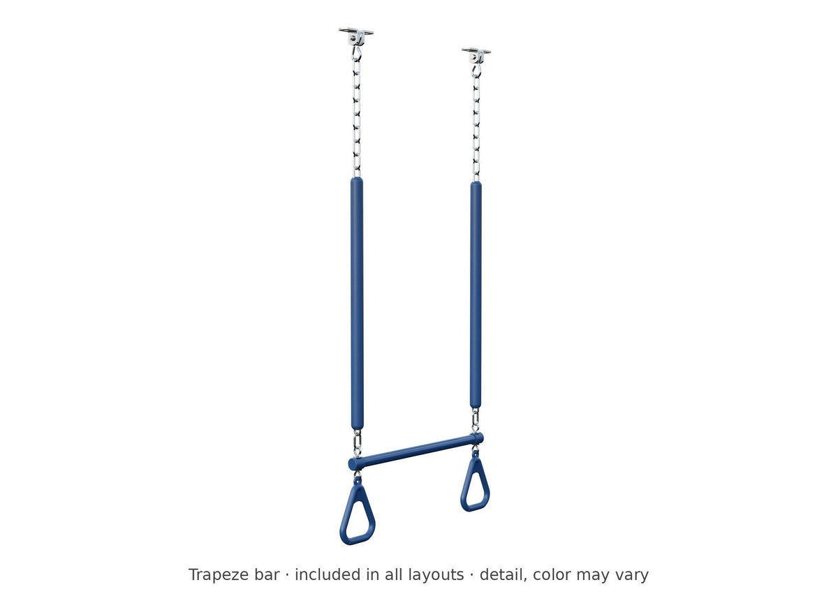 Trapeze bar detail – included in all layouts of the 5x5 Challenger Wooden Swing Set & Playset Kit