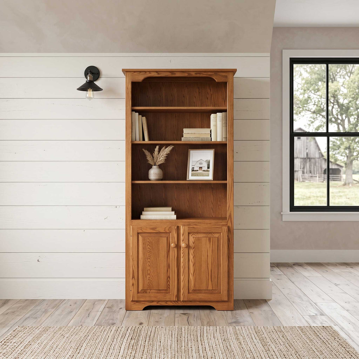 Amish Eden 72" Solid Wood Bookcase with Doors