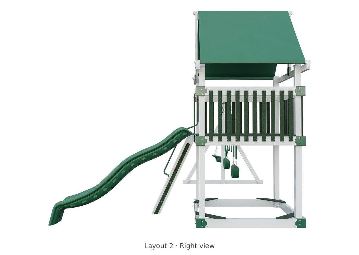 Amish 6x6 Boulder Vinyl Playset & Swing Set Kit – Layout 2, right view