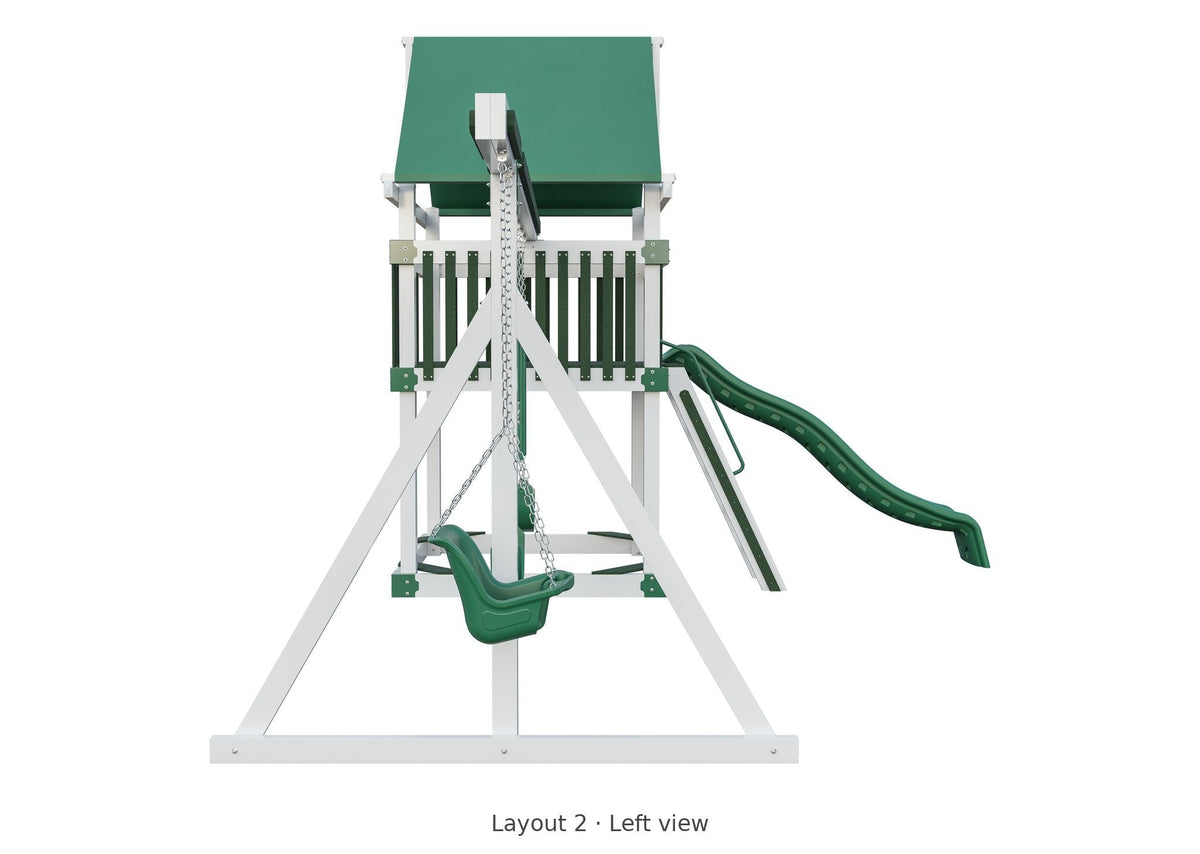 Amish 6x6 Boulder Vinyl Playset & Swing Set Kit – Layout 2, left view