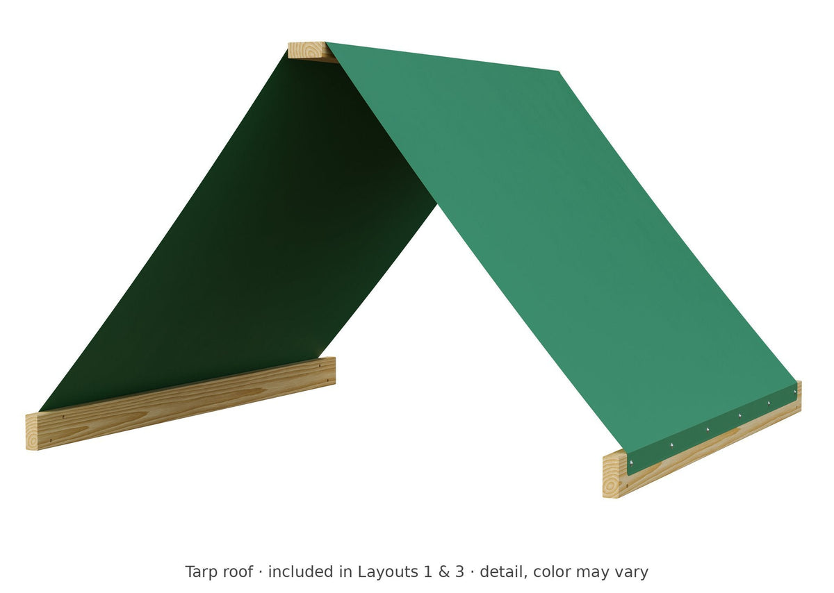 Tarp roof detail – included in Layouts 1 & 3 of the 6x6 Challenger Wooden Swing Set & Playset Kit