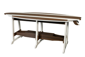 Maui poly 8' surfboard counter table, white & brazilian walnut, product shot