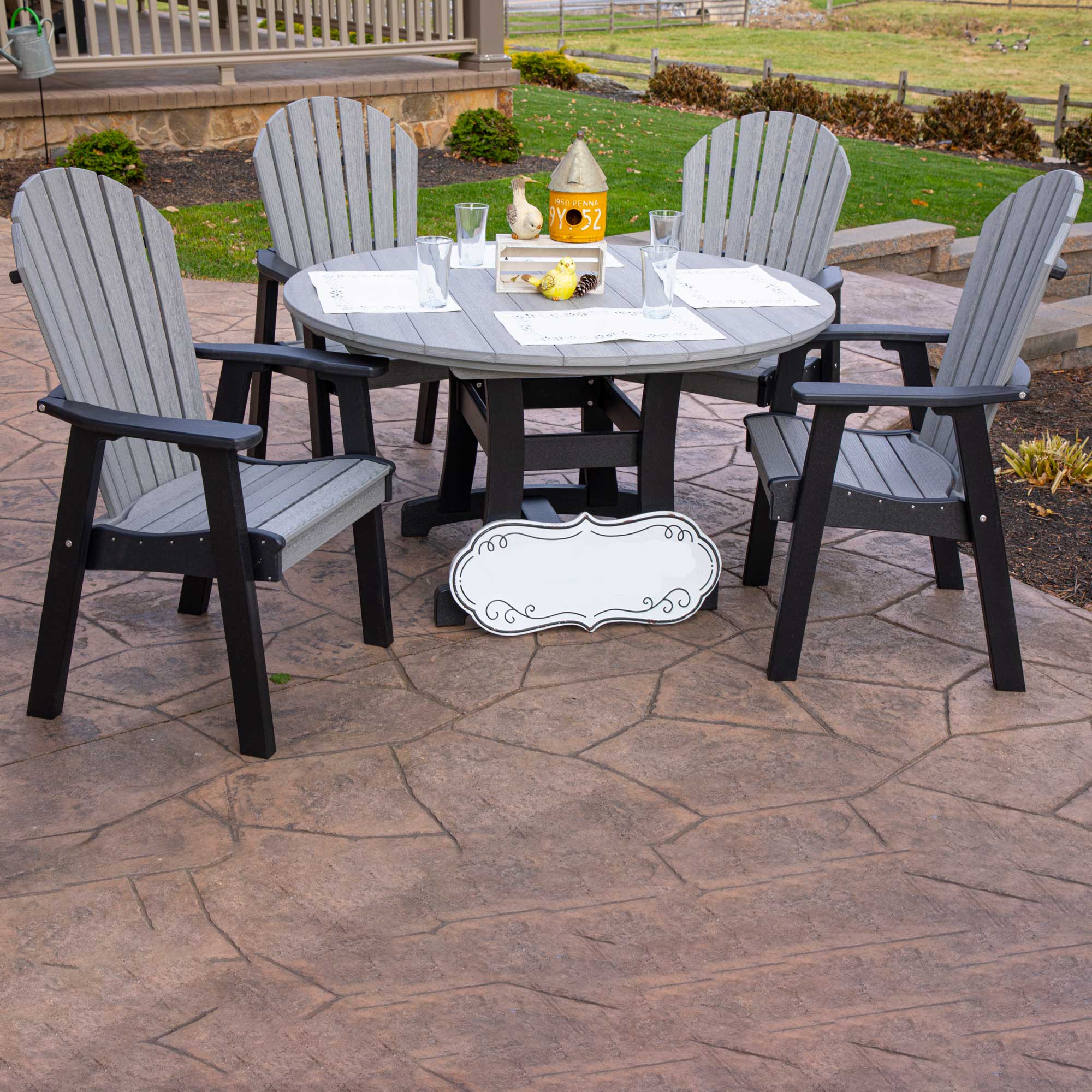 HOMESTEAD Tavolo Rotondo Pieghevole Adirondack In Legno Di Acacia FSC – Per Patio E Giardino, Nero, Già Montato