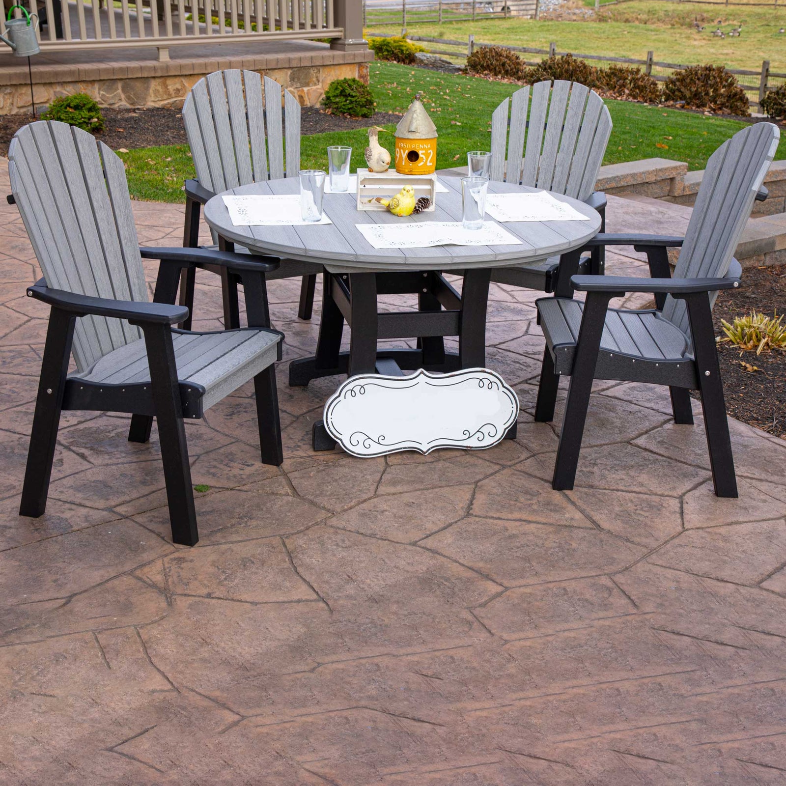 Amish Adirondack 5pc 54" Round Patio Dining Set - snyders.furniture