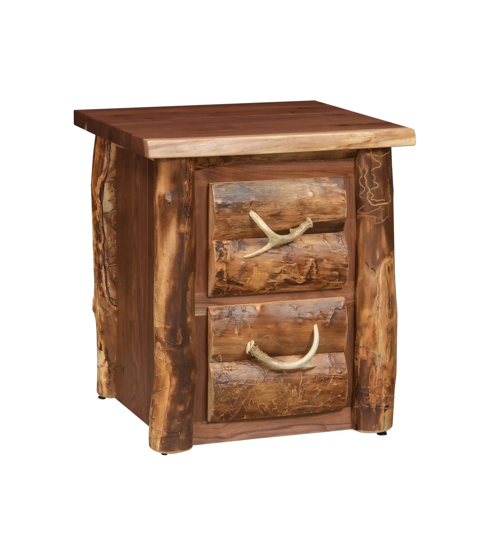 Amish Allegheny Aspen & Walnut 2 Drawer Nightstand