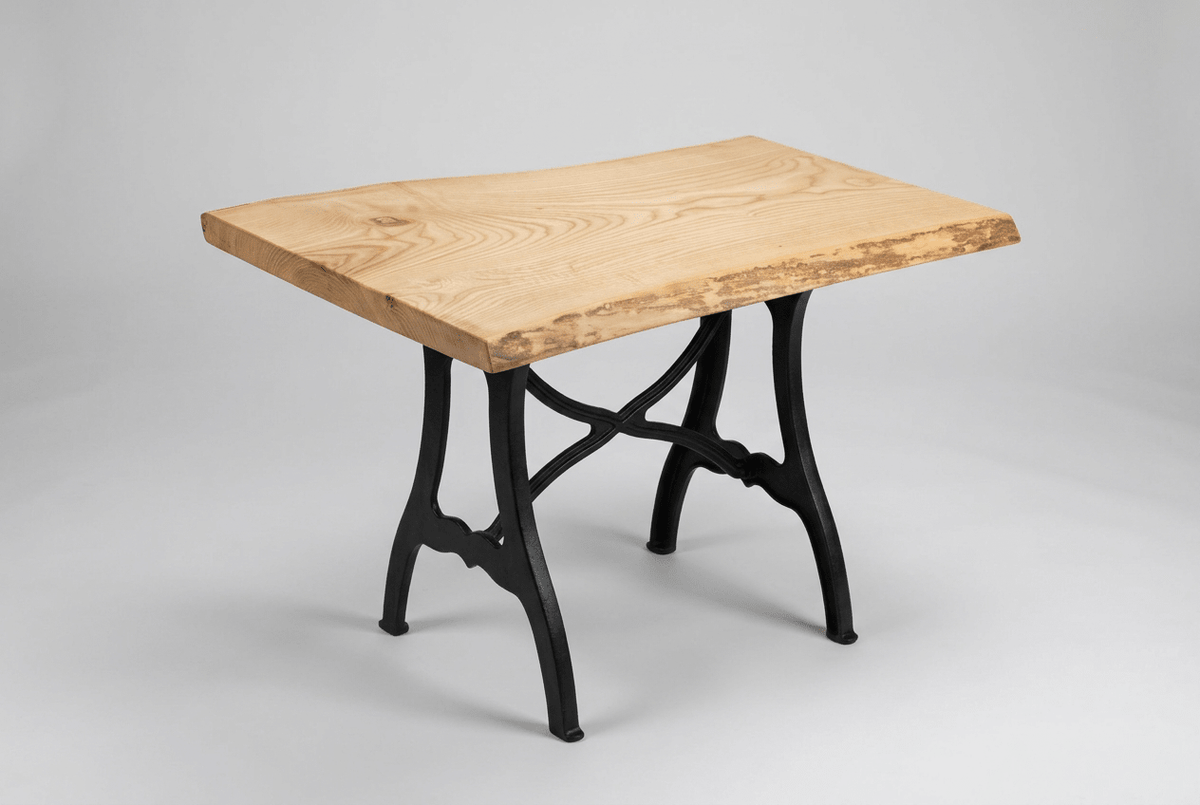 Amish Ash Small Live Edge Slab shown on New York cast iron base (base sold separately)