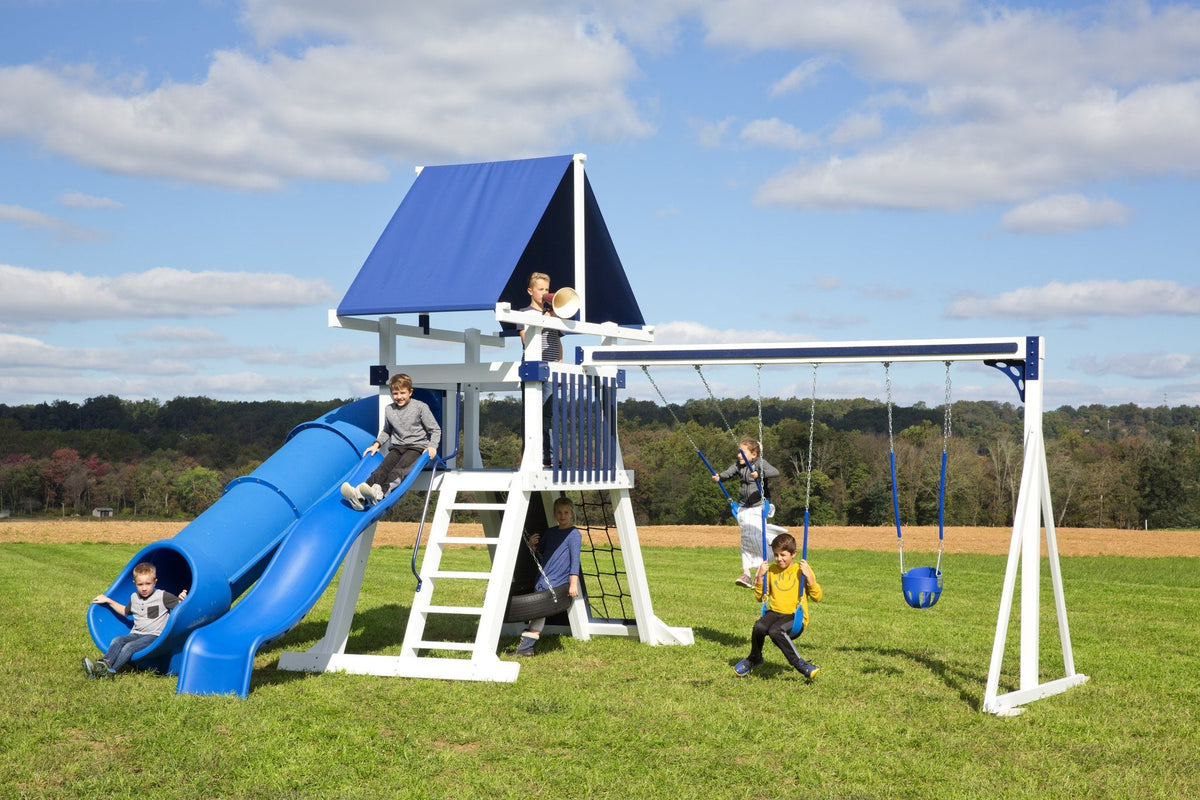 Avalanche Vinyl Playset & Swing Set Kit – real-world photo (configuration and colors may differ from the layouts offered)