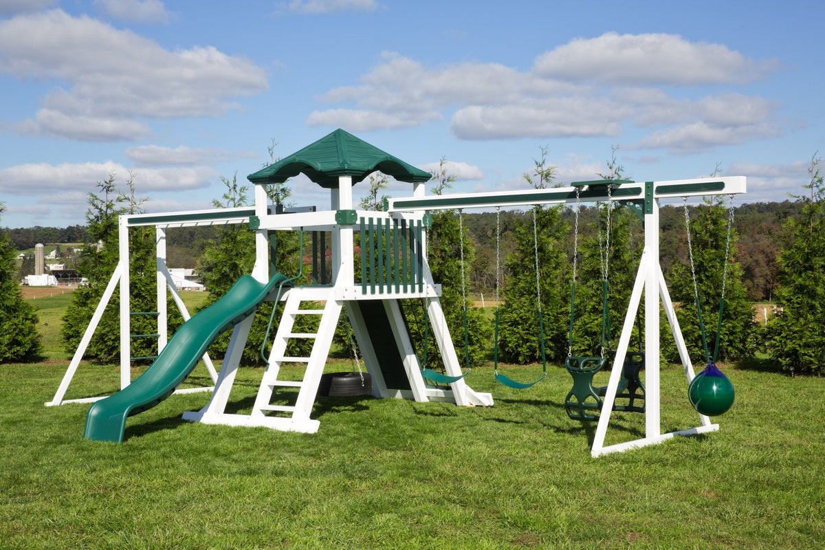 Avalanche Vinyl Playset & Swing Set Kit – real-world photo (configuration and colors may differ from the layouts offered)